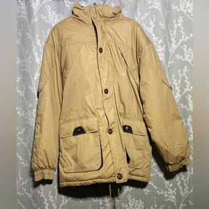 John‎ Blair Mens Parka Coat Tan With Detachable Hood Size Large